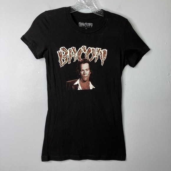 BACON Scateboards Kevin Bacon Women's Cut Fitted Size S Crewneck Graphic T-Shirt - Picture 1 of 16